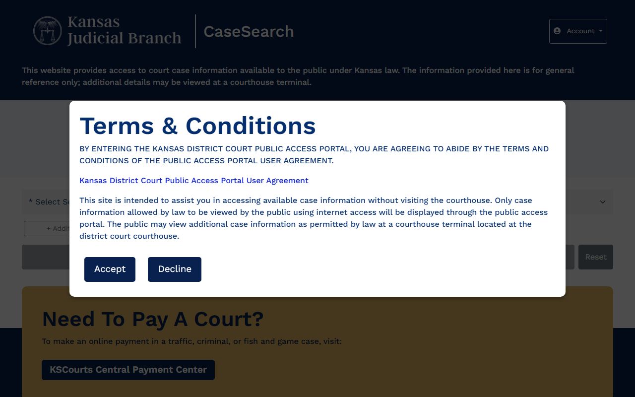 Kansas Case Search portal for Graham County court records after jail arrest